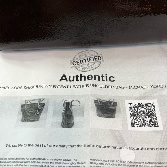 Michael Kors Dark Brown Patent Leather Tote w/COA - Picture 8 of 10